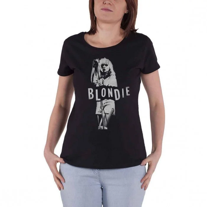 Blondie Womens/Ladies Mic Stand T-Shirt Iron Safe Non-Iron Wrinkle Free