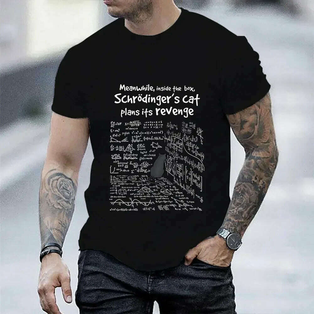 Cat's Revenge Men T-shirts Funny Math Formula Tshirt Male Female Clothes Short Sleeve Tops Fashion Cartoon Anime Graphic T Shirt Graphic T-Shirt Round Neck Polyester
