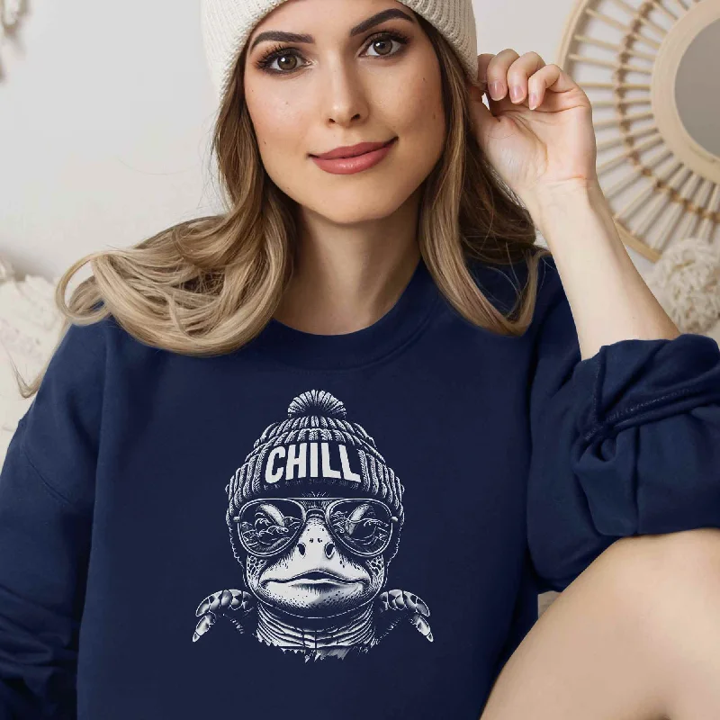 Chill Sea Turtle Sweatshirt Print Jacquard Patchwork
