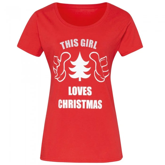Christmas Shop Womens/Ladies This Girl Loves Christmas Short Sleeve T-Shirt Striped Floral Plaid Christmas Shop Womens/Ladies This Girl Loves Christmas Short Sleeve T-Shirt Striped Floral Plaid