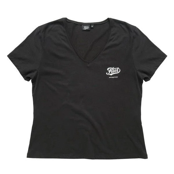 Fuel Angie Women's T-shirt in Black Welt Pockets Slit Pockets Flap Pockets
