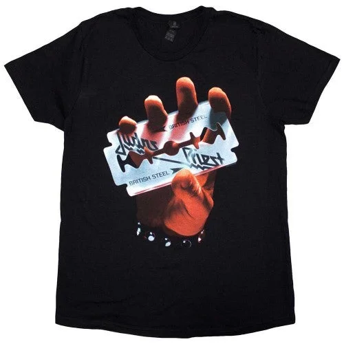 Judas Priest Womens/Ladies British Steel T-Shirt Cashmere Blend Cotton Blend Poly Blend Judas Priest Womens/Ladies British Steel T-Shirt Cashmere Blend Cotton Blend Poly Blend