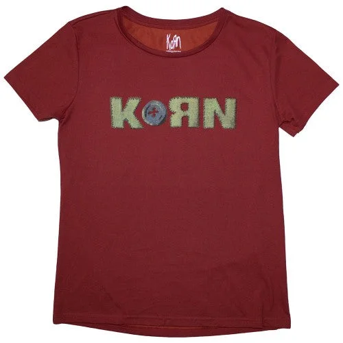 Korn Womens/Ladies Doll Issues Back Print T-Shirt Embroidered Appliqued Beaded