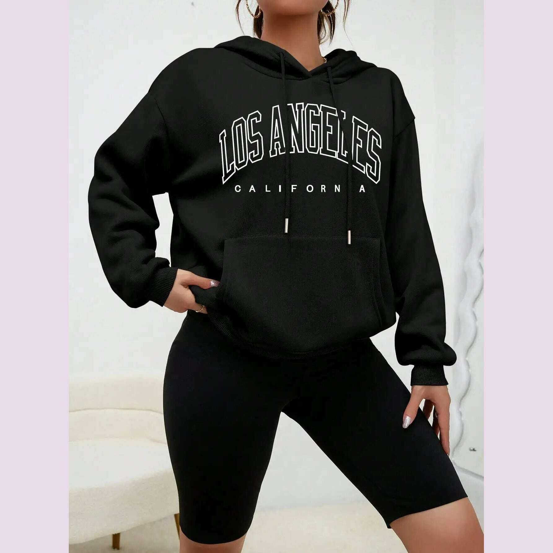 Los Angeles Art Letter Design Women Streetwear American Style Fashion Sweatshirt Autumn Hip Hop Female Hoodies Casual Fleece Top Boxy Fit Fitted Loose Los Angeles Art Letter Design Women Streetwear American Style Fashion Sweatshirt Autumn Hip Hop Female Hoodies Casual Fleece Top Boxy Fit Fitted Loose