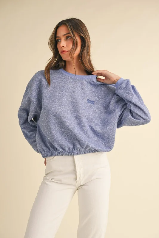 Mable Round Neck Letter Embroidery Crop Sweatshirt Cashmere Blend Cotton Blend Poly Blend Mable Round Neck Letter Embroidery Crop Sweatshirt Cashmere Blend Cotton Blend Poly Blend
