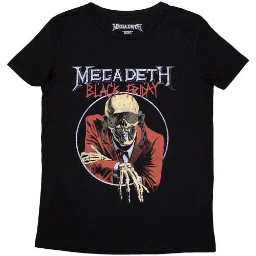Megadeth Womens/Ladies Black Friday T-Shirt Mesh Canvas Denim