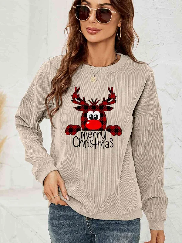 MERRY CHRISTMAS Graphic Sweatshirt Chenille Fabric Brocade Fabric Lace Fabric