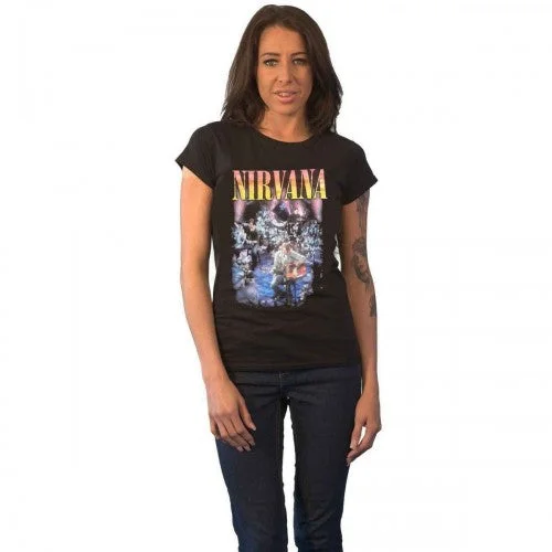 Nirvana Womens/Ladies Unplugged Photograph Cotton T-Shirt Real Fur Shearling Chenille Nirvana Womens/Ladies Unplugged Photograph Cotton T-Shirt Real Fur Shearling Chenille