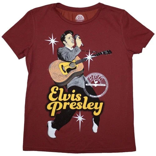 Sun Records Womens/Ladies Elvis Presley Mic T-Shirt Welt Pockets Slit Pockets