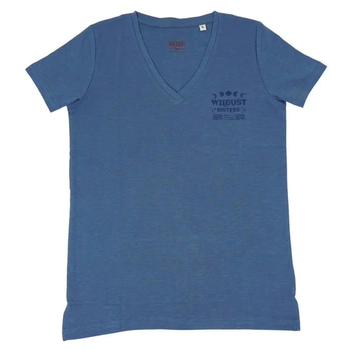 Wildust Sisters Wildust T-Shirt in Navy V-Neck T-Shirt Long Sleeve Cotton