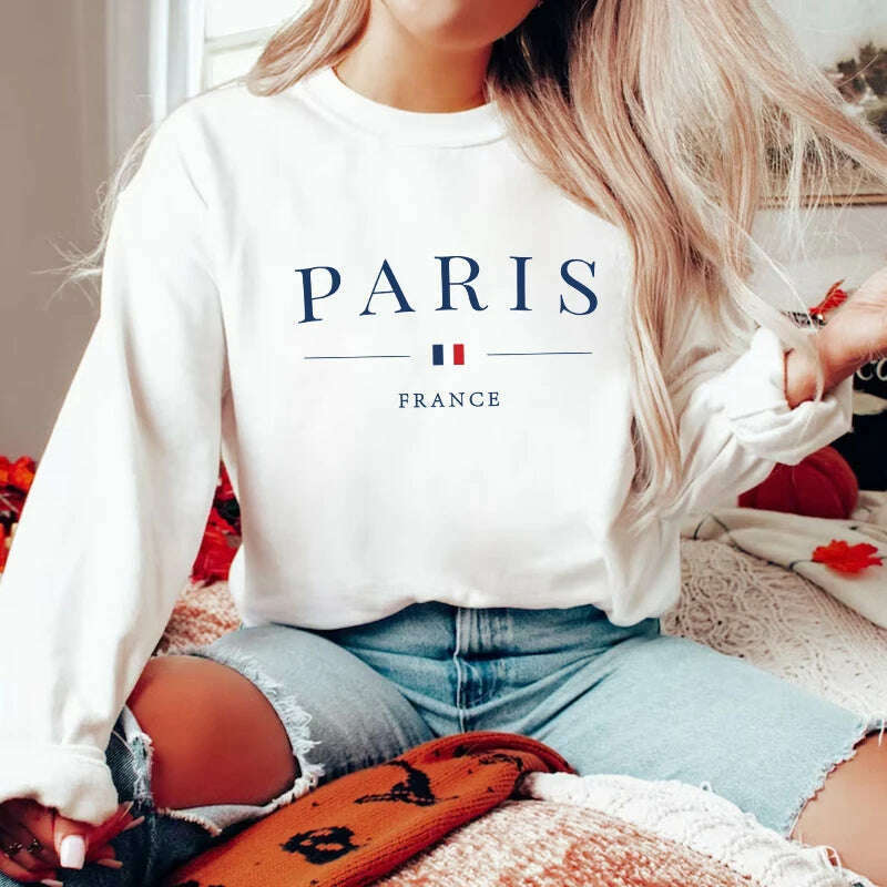 Women Paris Letters Print Pullover Hoodies Fleece Warm Casual Round Neck Sweatshirt Female Designer Loose Hoody Lady Clothing Print Jacquard Patchwork Women Paris Letters Print Pullover Hoodies Fleece Warm Casual Round Neck Sweatshirt Female Designer Loose Hoody Lady Clothing Print Jacquard Patchwork