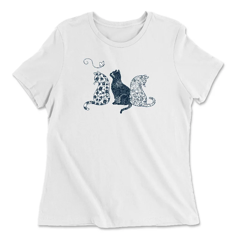 Fancy Cats Women's T-Shirt Print Jacquard Patchwork