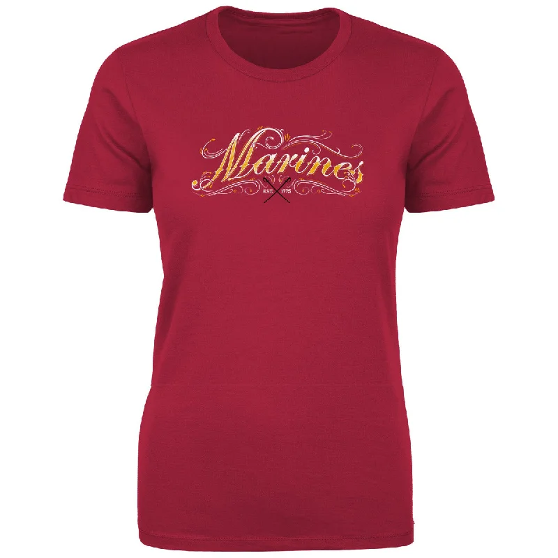 7.62 Design USMC 'Ornate' Women's Tee Chenille Blend Fleece Blend Nylon Blend
