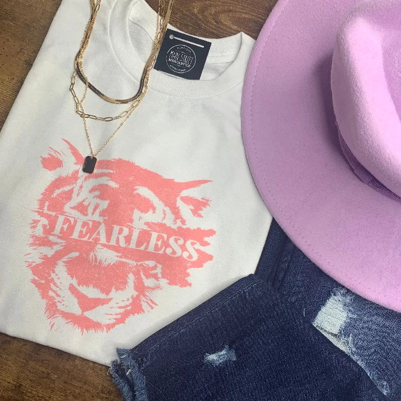 Fearless Tiger graphic tee Solid Print Embellished