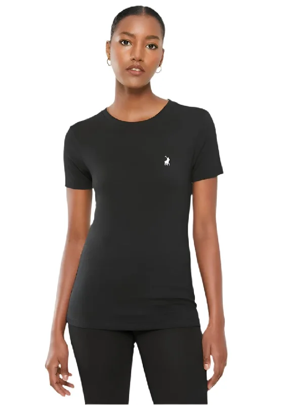 Polo 0048912 Wmn Allie T-Shirt Black Print Jacquard Patchwork