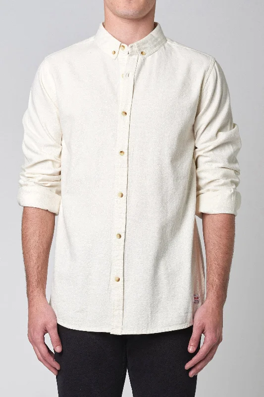 ROLLAS - Men at Work Oxford Shirt in White Welt Pockets Slit Pockets Flap Pockets