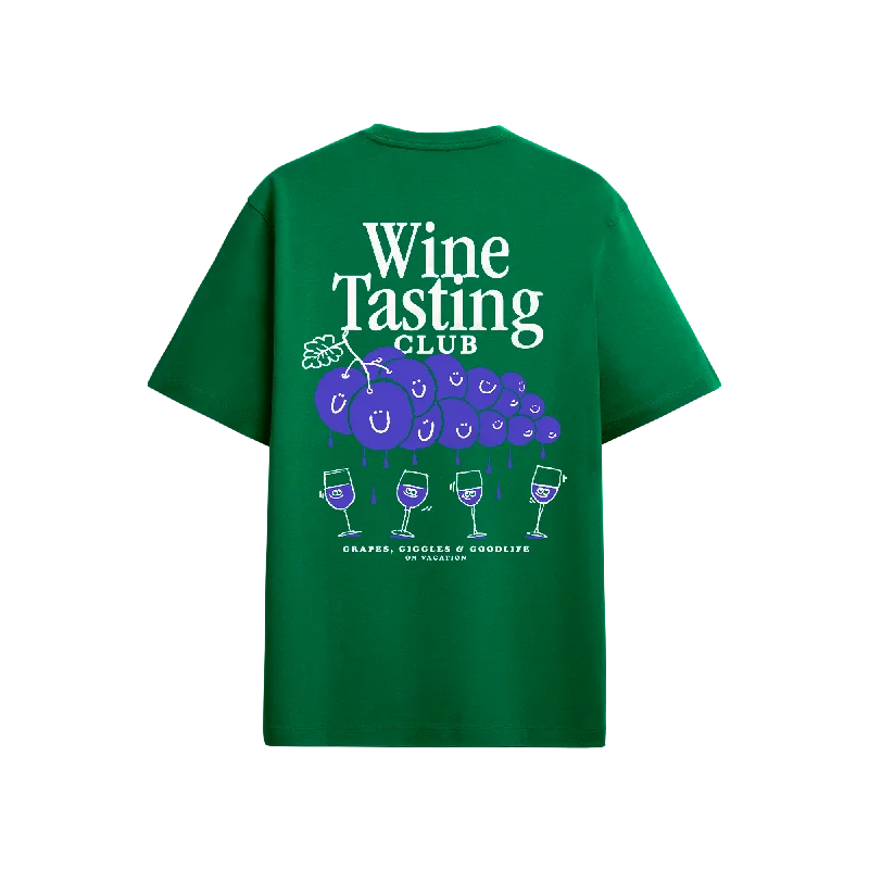 Wine Tasting T-Shirt - Bottle Green Welt Pockets Slit Pockets Flap Pockets