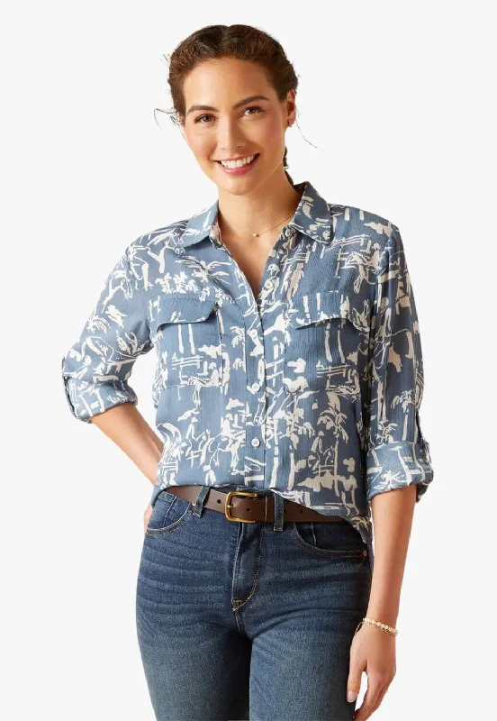 Ariat Womens Laurium Blouse Lightweight Floral Blouse