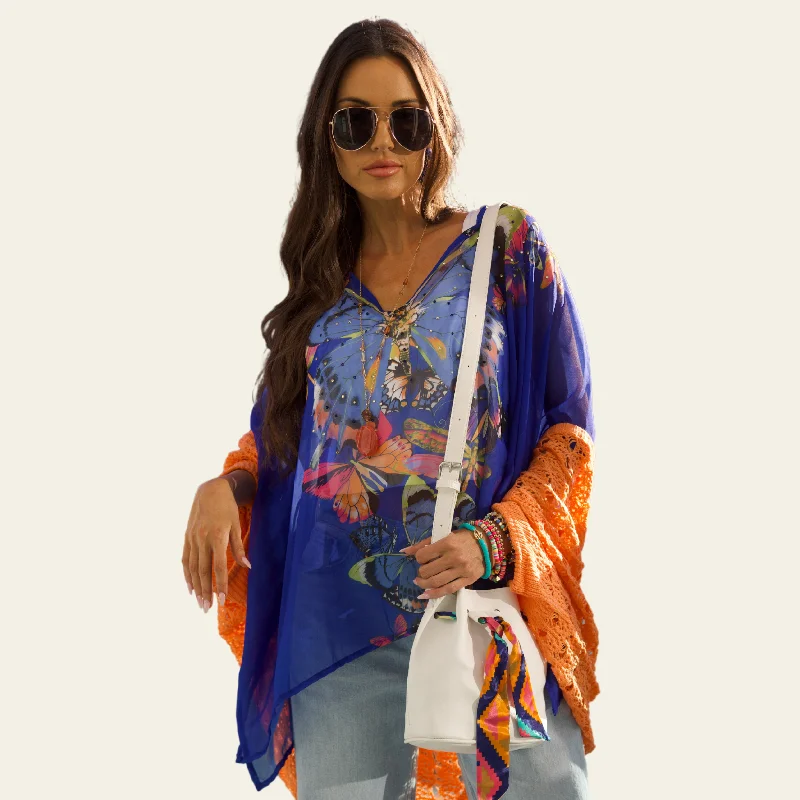 Bijoux Terner Crystal Top Breathable Blouse Cotton Casual Blouse