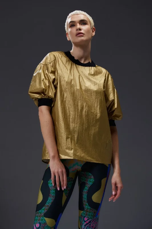 Tiger Gold Blouse Ruffled Neck Blouse