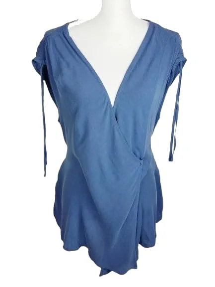 Bobeau Womens Wrap Sleeveless Blouse Off-Shoulder Wrap Blouse