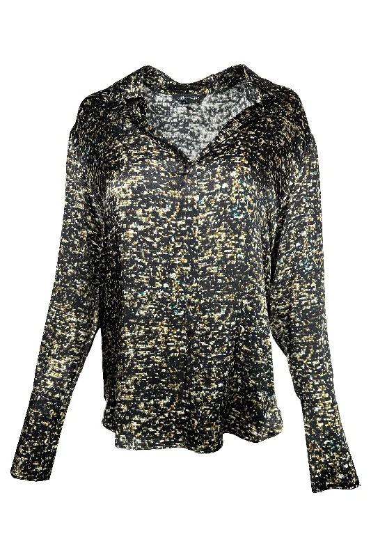 Catherine Gee Daria French Cuff Silk Blouse | Gold Sequin Sleeveless Chiffon Blouse