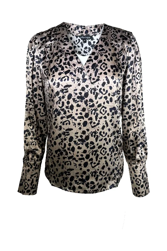 Catherine Gee Zaria French Cuff Silk Blouse | Miro Animal Collared Satin Blouse