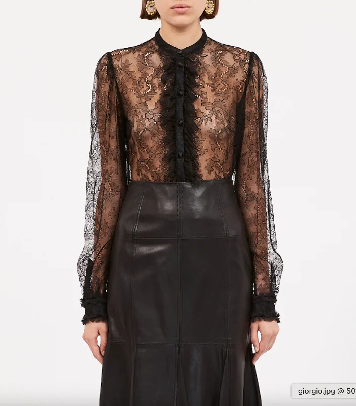 Cecile Blouse - Noir Sheer Mesh Blouse