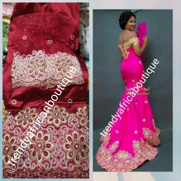 Sale: New arrival Nigerian Tranditional wedding George wrapper. Embellished with quality dazzling beads/crystal stones. Classic wine. Full 5yds + 1.8yds matching blouse + free headtie. Indian-George made with original taffeta silk Floral Print Blouse Sale: New arrival Nigerian Tranditional wedding George wrapper. Embellished with quality dazzling beads/crystal stones. Classic wine. Full 5yds + 1.8yds matching blouse + free headtie. Indian-George made with original taffeta silk Floral Print Blouse