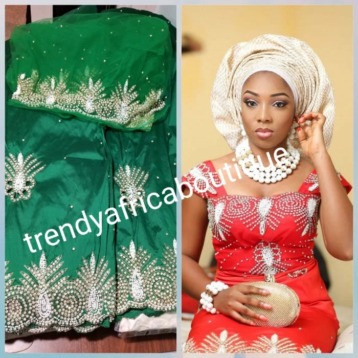 Sale sale; Green Nigerian Traditional George wrapper. Hand Beaded/stones design in 2.5yd+ 2.6yds + 1.8 matching net blouse. Igbo/delta bride outfit. Small-George. Oversized Silk Blouse Sale sale; Green Nigerian Traditional George wrapper. Hand Beaded/stones design in 2.5yd+ 2.6yds + 1.8 matching net blouse. Igbo/delta bride outfit. Small-George. Oversized Silk Blouse