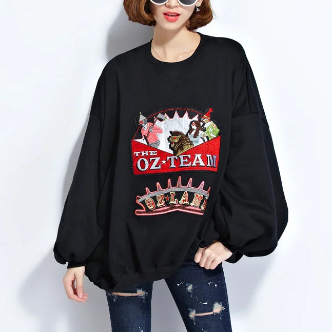 fashion black pure cotton tops plussize cotton clothing blouses Elegant appliques batwing sleeve midi tops Silky Draped Blouse fashion black pure cotton tops plussize cotton clothing blouses Elegant appliques batwing sleeve midi tops Silky Draped Blouse