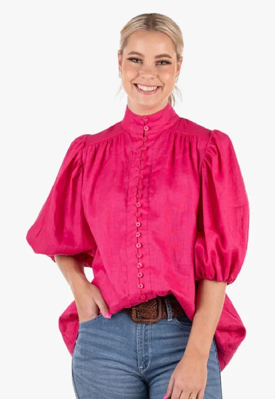 Hitchley & Harrow Womens Linen Blouse Backless Summer Blouse