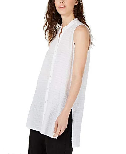 Organic Cotton Sleeveless Blouse Embroidered Cotton Blouse