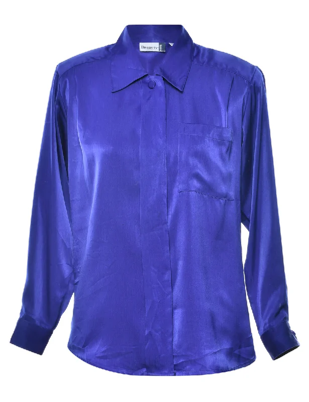 Petites Blue Blouse - S Relaxed Fit Blouse