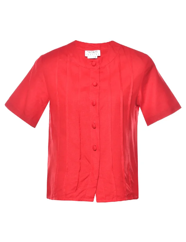 Pin Tucks Blouse - S Oversized Silk Blouse