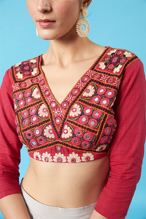 Okhai 'Princess' Kutch Embroidered Pure Cotton Blouse Soft Knit Blouse