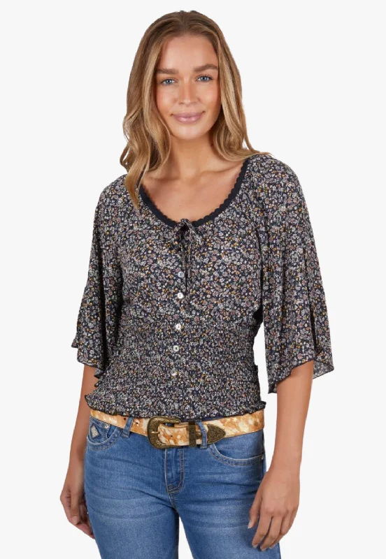 Pure Western Womens Maggie Blouse Peter Pan Collar Blouse