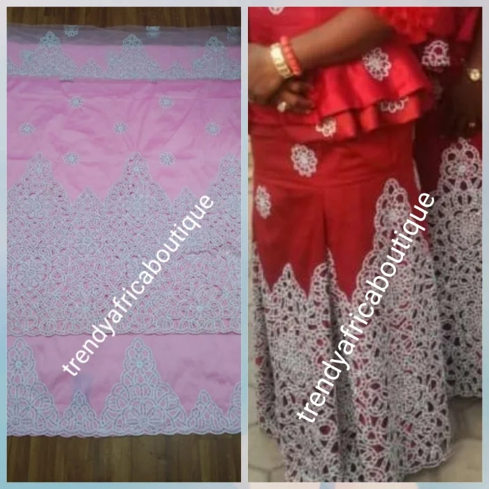 Sale: Quality pink Taffeta Silk George wrapper: hand cut border embellished with white sequence, and crystal stoned for Nigerian traditional wedding/party outfit. Come as 2.5yds+2.5yds +1.8yds matching net for blouse. best Indian-george. Frilled Cuff Blouse Sale: Quality pink Taffeta Silk George wrapper: hand cut border embellished with white sequence, and crystal stoned for Nigerian traditional wedding/party outfit. Come as 2.5yds+2.5yds +1.8yds matching net for blouse. best Indian-george. Frilled Cuff Blouse