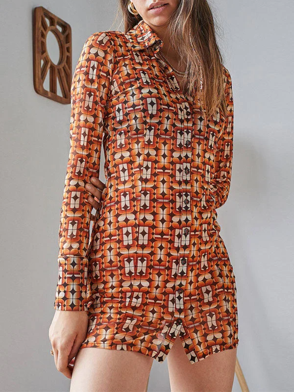 Printed Long Graceful Sleeve Blouse Stylish Wrap Blouse