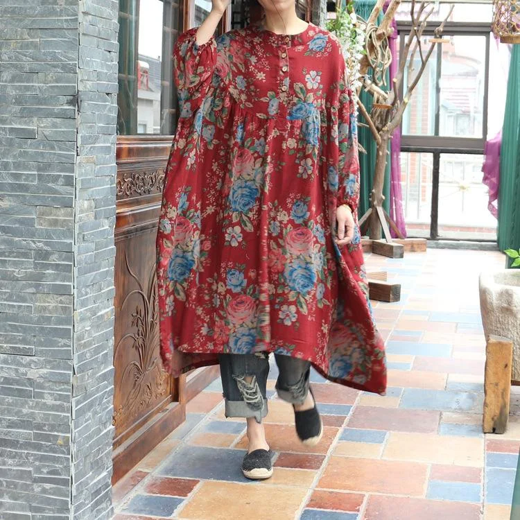 Unique One Vintage Oversized Floral Blouse Casual Relaxed Blouse