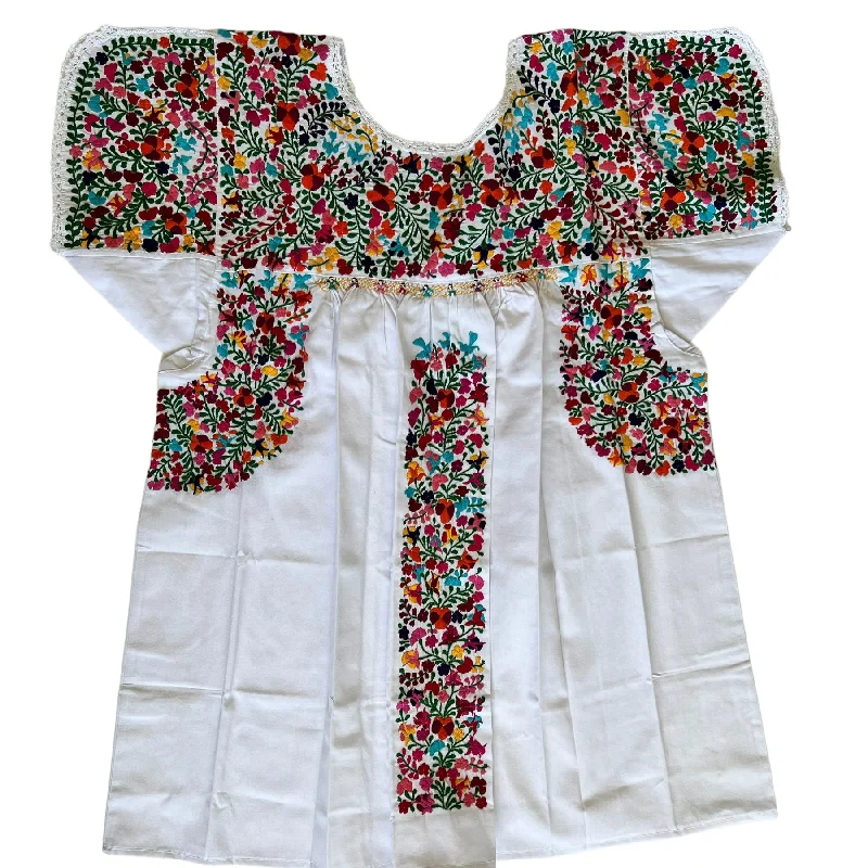 White/Multi Short Sleeve Blouse (Large/XL) Floral Print Blouse