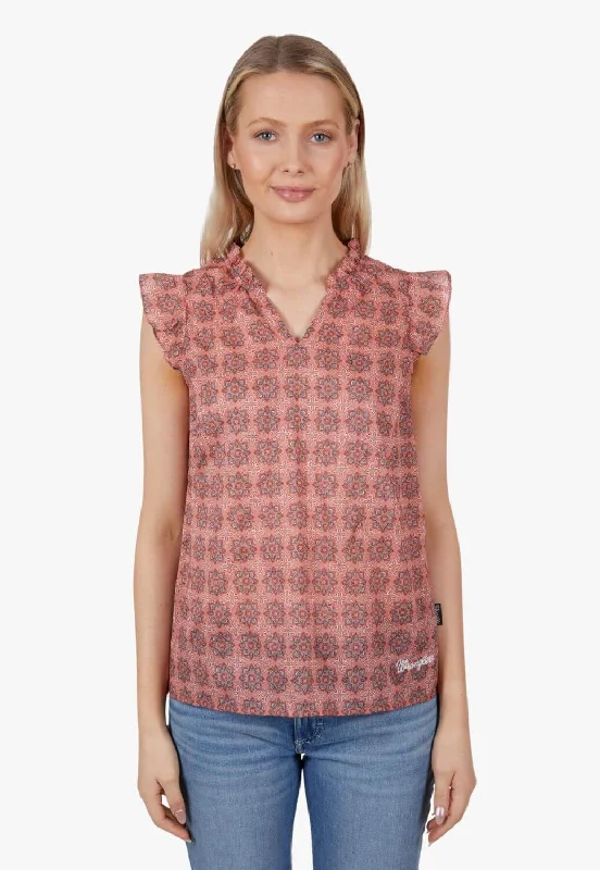 Wrangler Womens Miranda Blouse Floral Print Blouse
