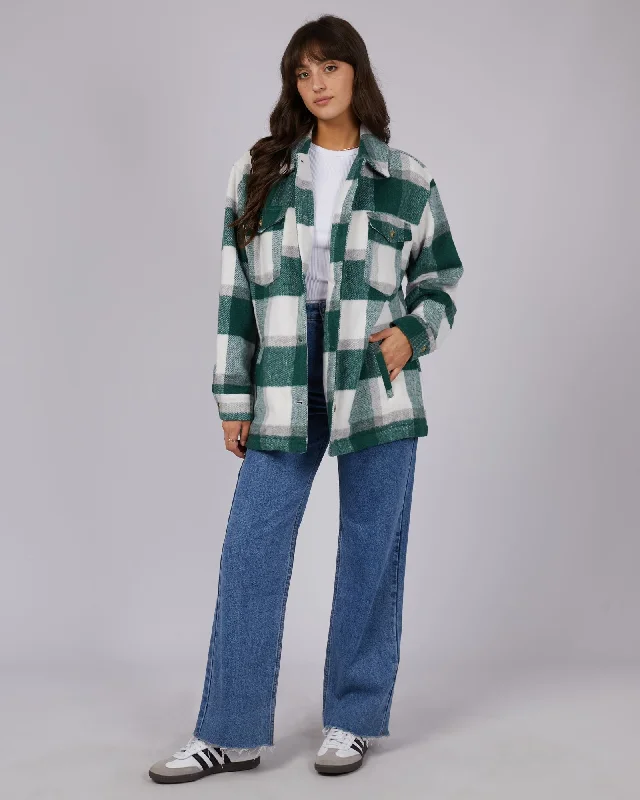 All About Eve Eden Check Shacket Embroidered Floral Blouse