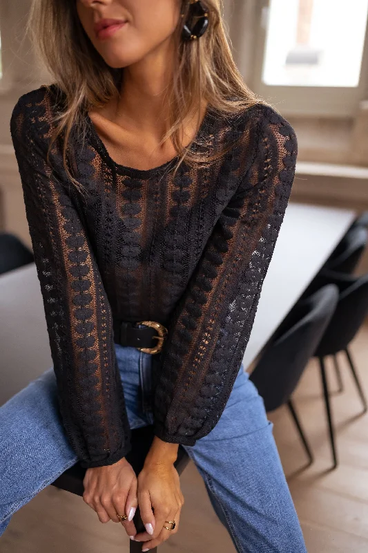 Black Laslo Blouse Double Button Blouse