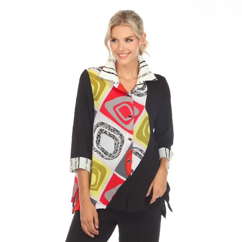 Moonlight Abstract Art Print Blouse - 3702 Boho Chic Blouse