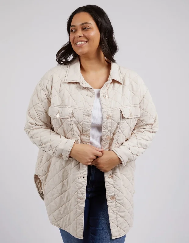 Elm Katie Quilted Shacket Off-Shoulder Wrap Blouse