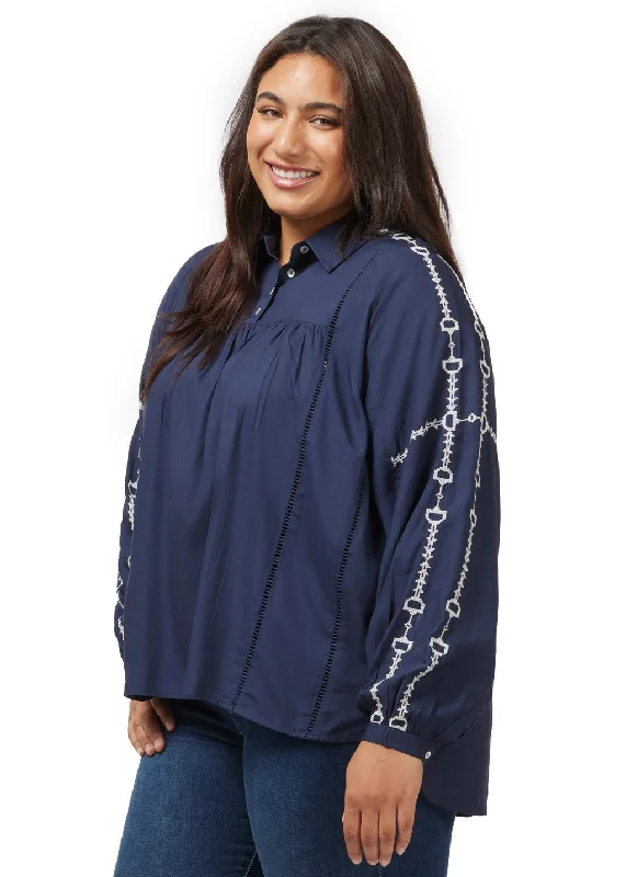 Bit and Rein Embroidered Blouse Elegant Embroidery Blouse