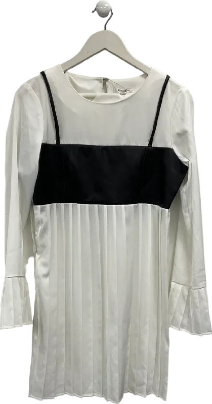 Jovonna London Black And White Blouse UK XS Collared Satin Blouse