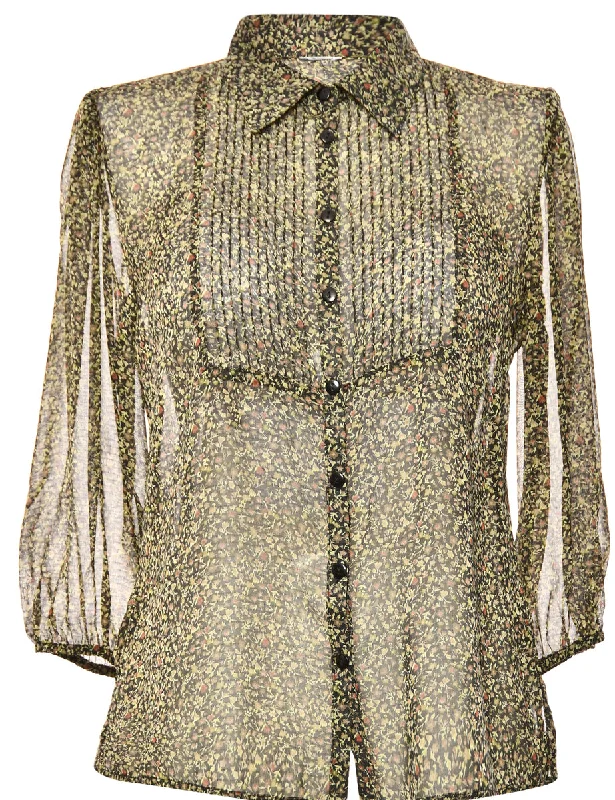 Long Sleeved Green Blouse - L Chic Wrap Blouse