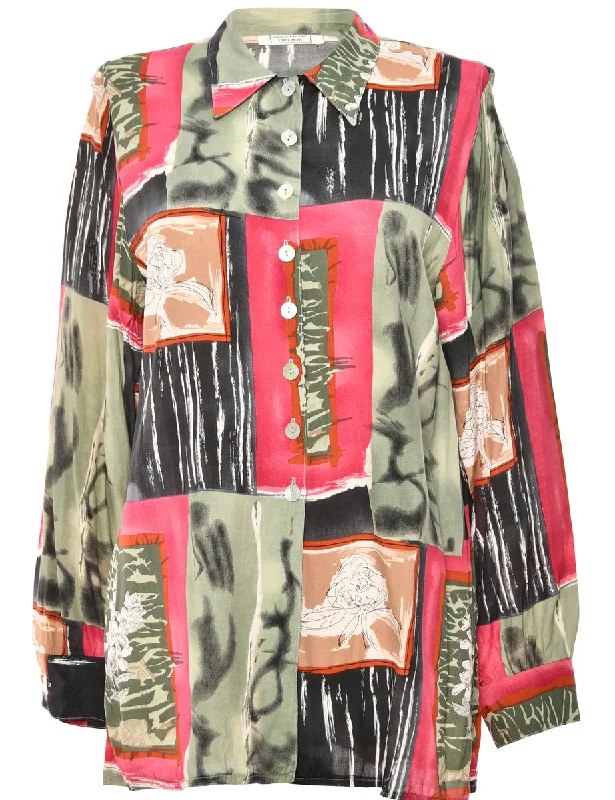Multi-Colour Long-Sleeve Blouse - L Smart Casual Blouse